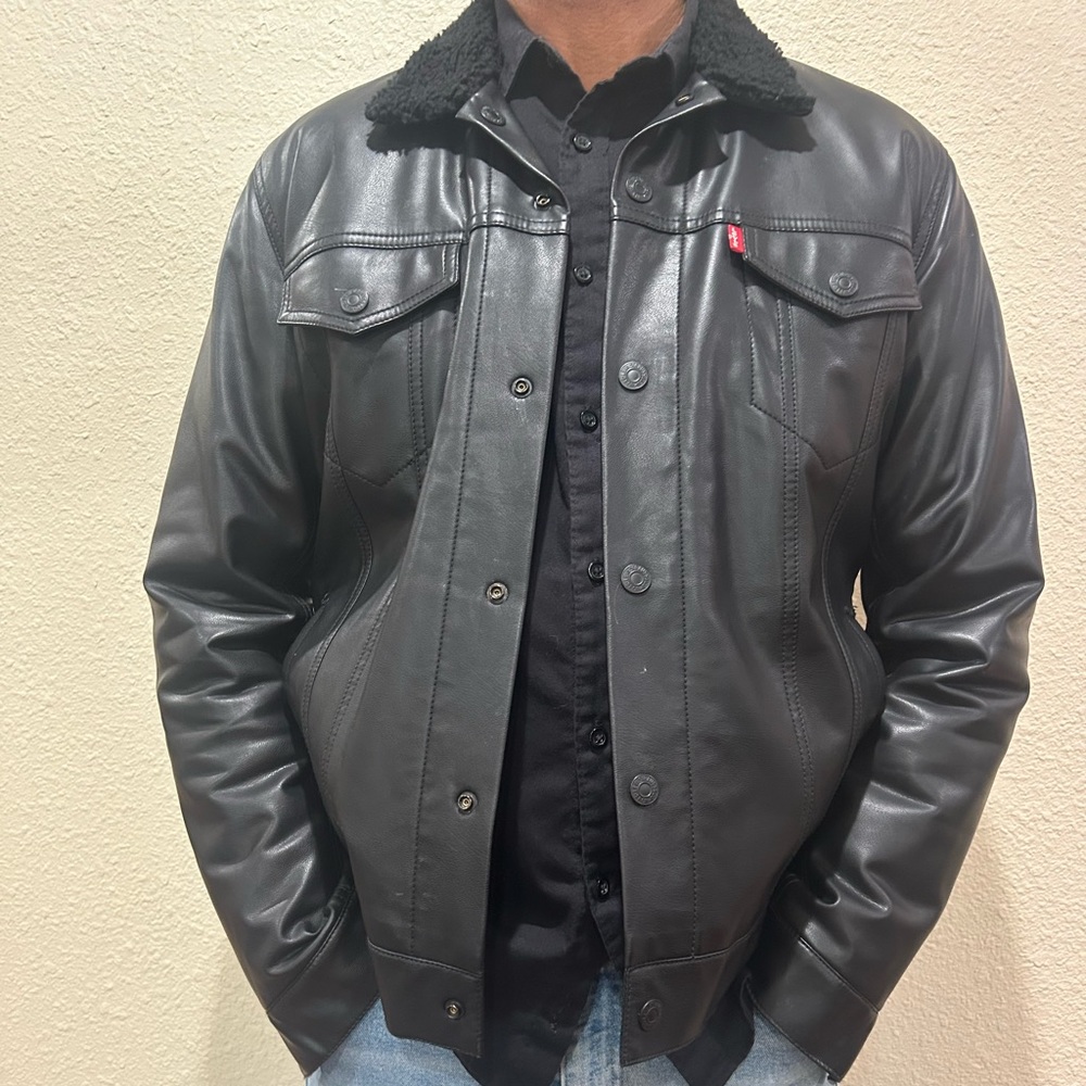Levi’s faux leather trucker jacket